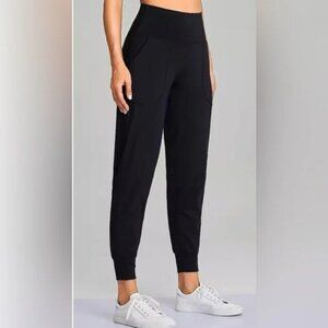 Oalka Leggings Women's Size Medium Joggers Solid Black Pockets